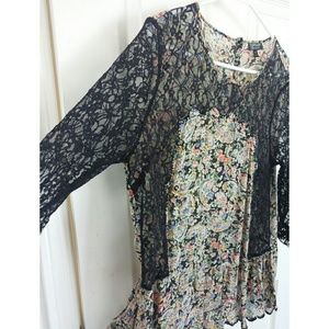 Topshop Side Lace Floral Top